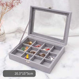Luxury Velvet Jewellery Box 12 Grid - Grey nz