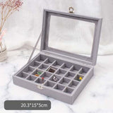 Luxury Velvet Jewellery Box 24 Grid - Grey nz