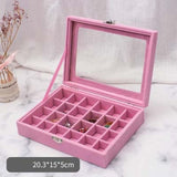 Luxury Velvet Jewellery Box 24 Grid - Pink nz