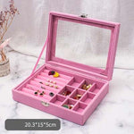 Luxury Velvet Jewellery Box 9 Grid - Pink nz
