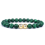 Malachite and gold bracelet Green / 4mm / 17 cm nz