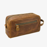 Men’s brown leather toiletry bag Brown nz