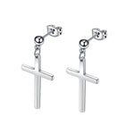 Men’s Christian cross earrings Silver nz