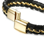 Men’s gold leather bracelet nz