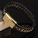 Men’s gold leather bracelet nz