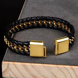 Men’s gold leather bracelet nz