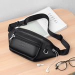 Men’s leather bum bag Black nz