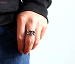 Men’s silver biker ring nz