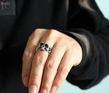 Men’s silver biker ring nz