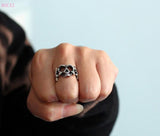 Men’s silver biker ring nz