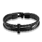 Men’s silver cross bracelet Black / 21 cm nz