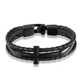 Men’s silver cross bracelet Black / 21 cm nz