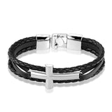 Men’s silver cross bracelet Black Silver / 21 cm nz