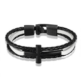 Men’s silver cross bracelet Black and white / 21 cm nz