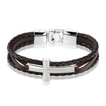 Men’s silver cross bracelet Brown Silver / 21 cm nz