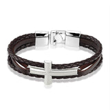 Men’s silver cross bracelet Brown Silver / 21 cm nz