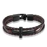 Men’s silver cross bracelet Brown Croix Noire / 21 cm nz