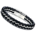 Men’s silver leather bracelet nz
