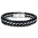 Men’s silver leather bracelet nz