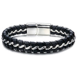 Men’s silver leather bracelet nz