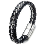 Men’s silver leather bracelet nz