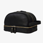 Men’s vintage leather toiletry bag Black nz