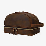 Men’s vintage leather toiletry bag Dark brown nz