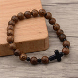 Men’s wooden cross bracelet nz