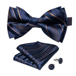 Midnight blue striped bow tie Dark with brown stripes nz