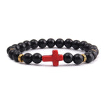 Minimalist cross bracelet Glossy black/crossed red/gold nz