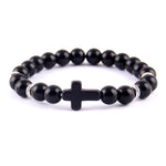 Minimalist cross bracelet Glossy black nz