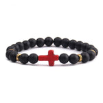 Minimalist cross bracelet Matt black/red/gold nz