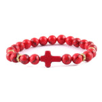 Minimalist cross bracelet Red/gold nz
