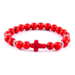 Minimalist cross bracelet Red/silver nz