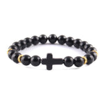 Minimalist cross bracelet Shiny black/gold nz