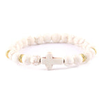 Minimalist cross bracelet White/gold porcelain nz