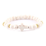 Minimalist cross bracelet White/gold porcelain nz