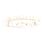Minimalist cross bracelet White/silver porcelain nz