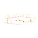 Minimalist cross bracelet White/silver porcelain nz