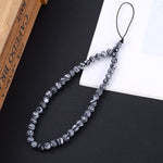 Mobile phone strap black and white beads nz