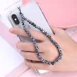 Mobile phone strap black and white beads nz