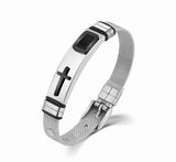 Modern cross bracelet Silver nz