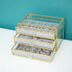 Modern Glass Jewellery Container 3 rows nz