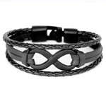 Modern infinity leather bracelet Black nz