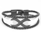 Modern infinity leather bracelet Black White nz