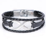 Modern infinity leather bracelet Silver black nz