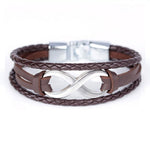 Modern infinity leather bracelet Silver brown nz
