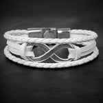 Modern infinity leather bracelet Silver white nz