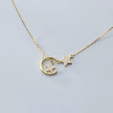 Moon and Star Necklace Gold nz