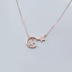 Moon and Star Necklace Rose gold nz